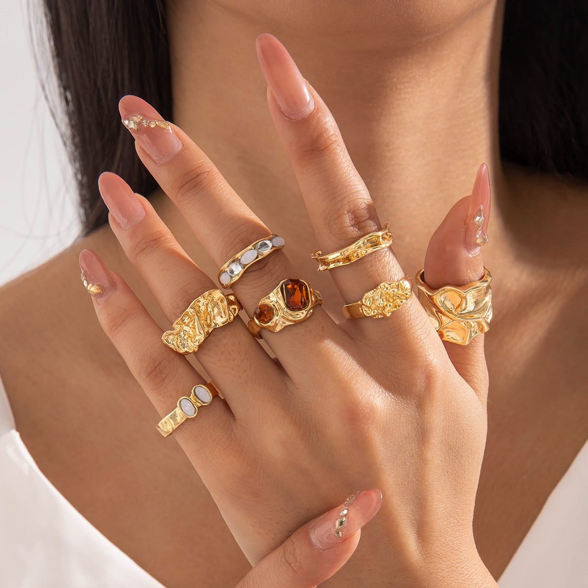 Liquid Gold Ring Set - Set of 7 rings