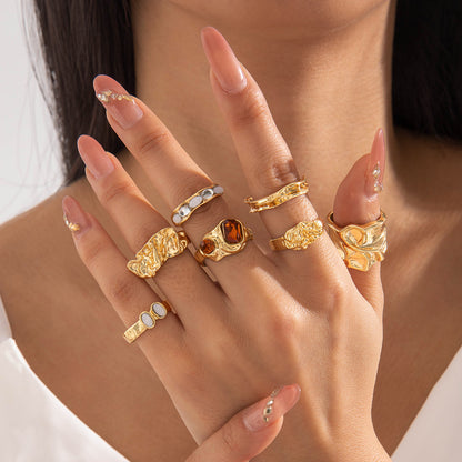 Liquid Gold Ring Set - Set of 7 rings