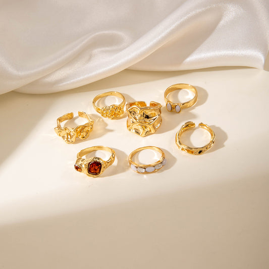 Liquid Gold Ring Set - Set of 7 rings