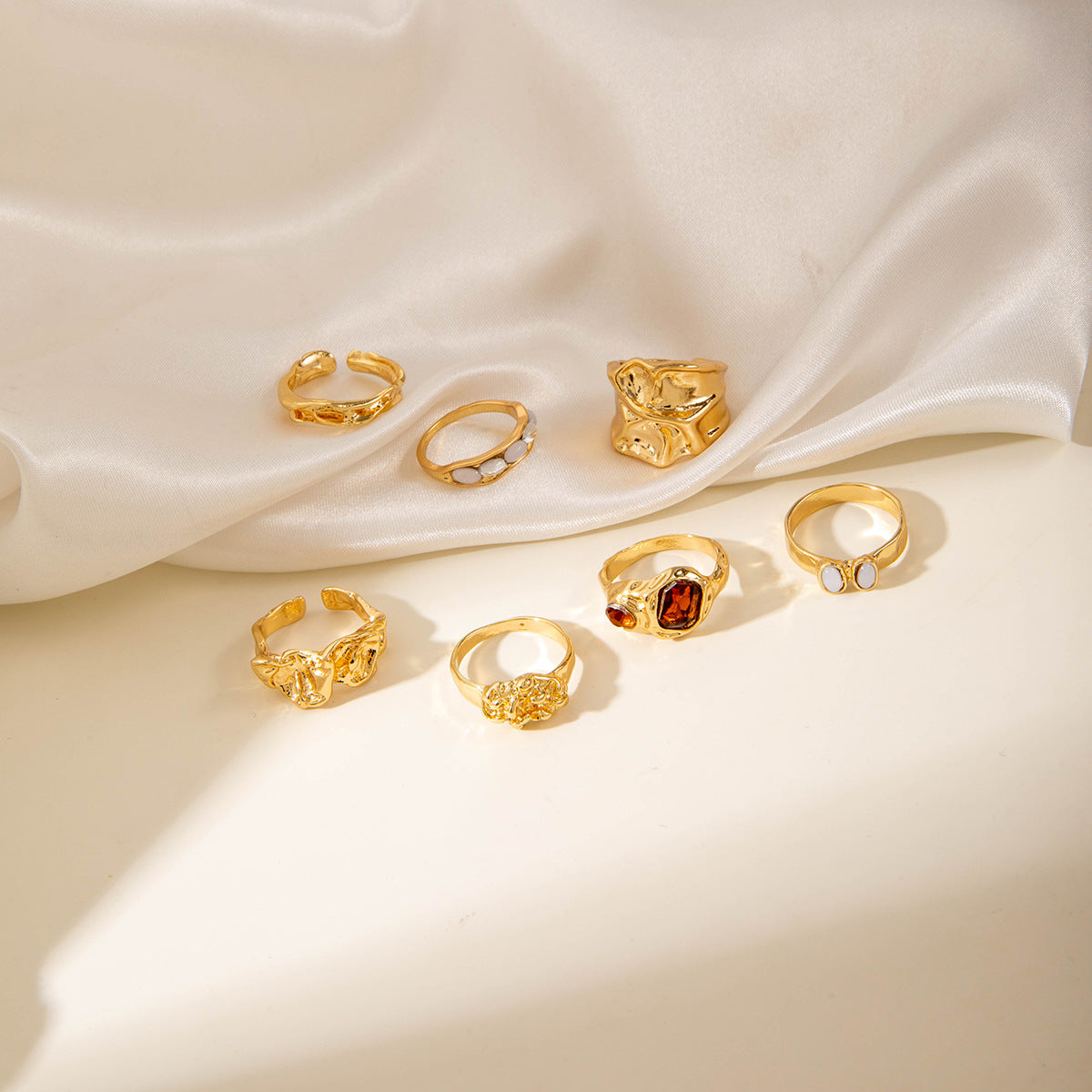 Liquid Gold Ring Set - Set of 7 rings